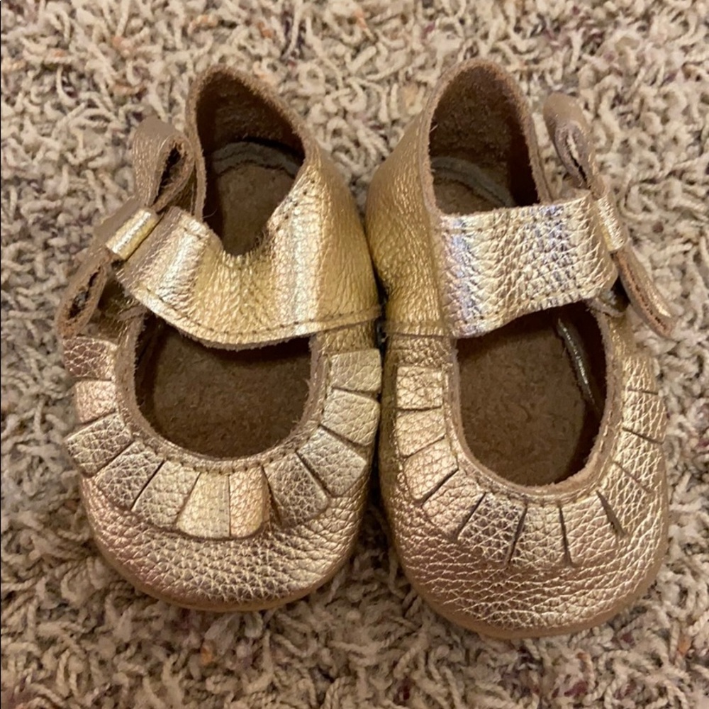 New Gold Moccasins with adorable bow